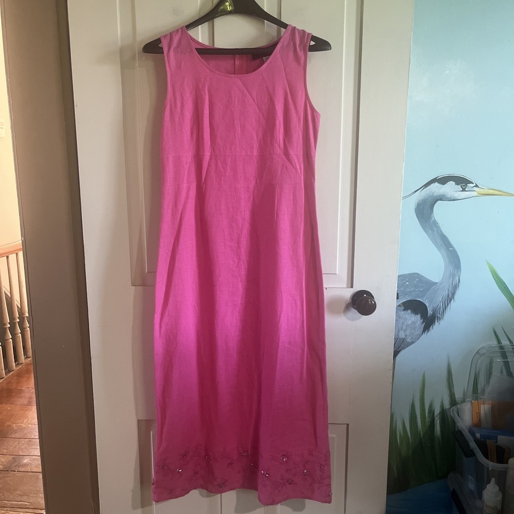 Sag Harbor Pink Sleeveless Linen Cotton Blend Maxi Dress Size 6 Petite  Summer